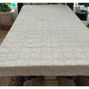 Vintage Yves Delorme Duvet Cover 88 x 82" Beige Floral Cotton Made in France